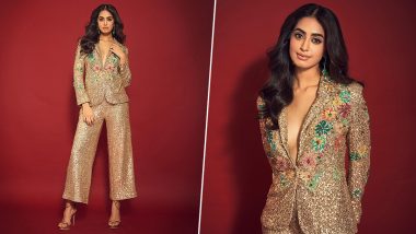 71st Miss World 2023: Sini Shetty Channels Her Inner Lady Boss in a Shimmery Rose Gold Suit With Floral Prints (View Pics)